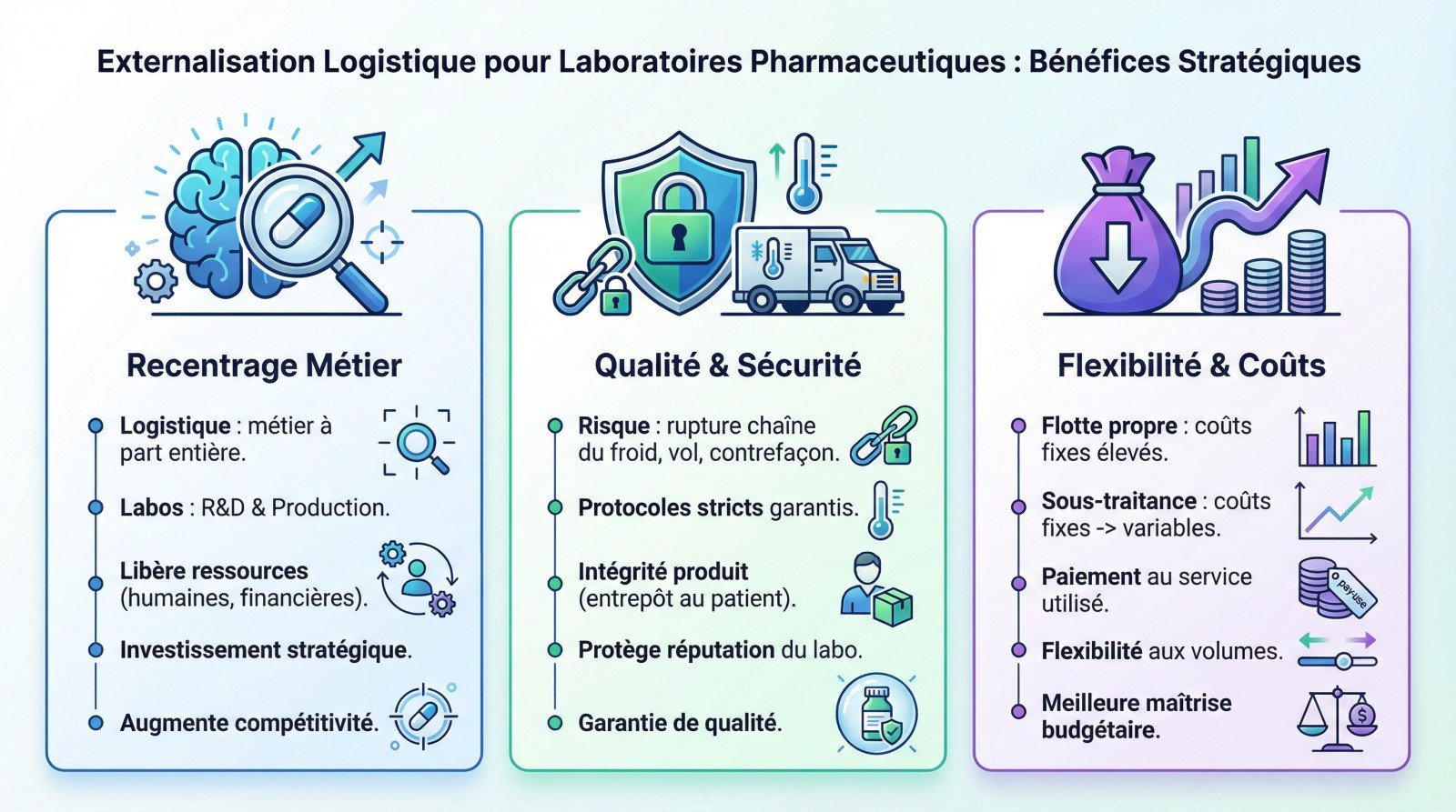 Externalisation logistique pharmaceutique : camion réfrigéré et équipe chargeant des médicaments