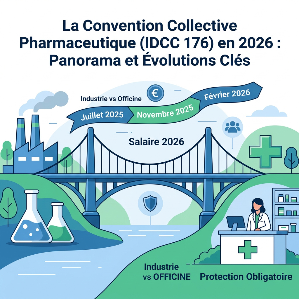 Infographie qui explique la convention collective pharmaceutique