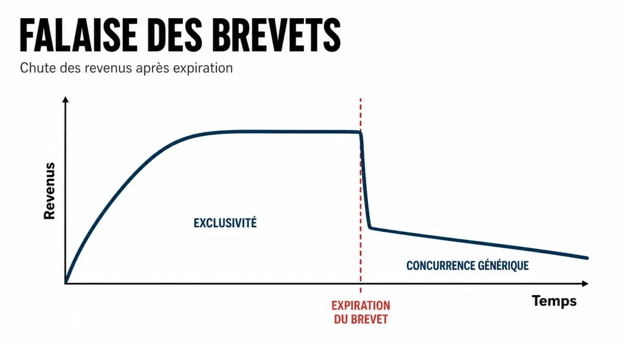 Schéma explicatif de la falaise des brevets dans l'industrie pharmaceutique