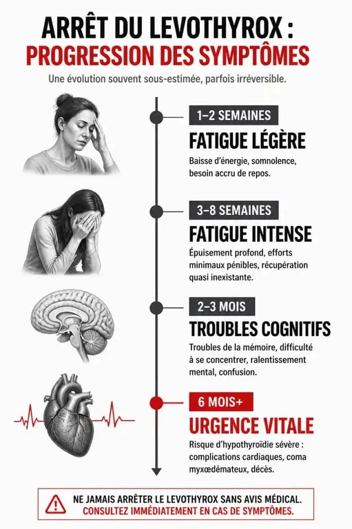 Chronologie des symptômes après l'arrêt du Levothyrox : risques et évolution