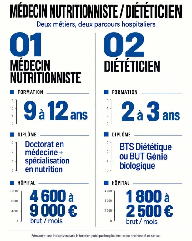 Comparaison salaire nutritionniste et diététicien formation et rémunération