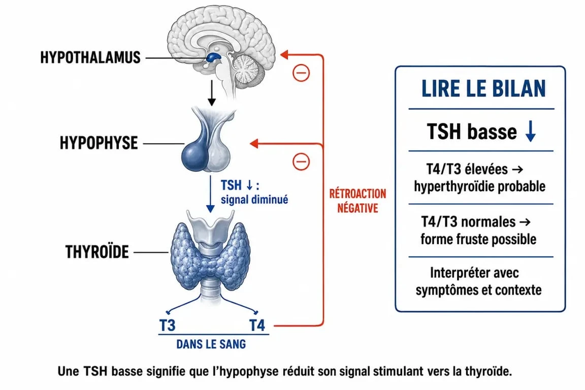 TSH basse : schéma de la régulation de la thyroïde