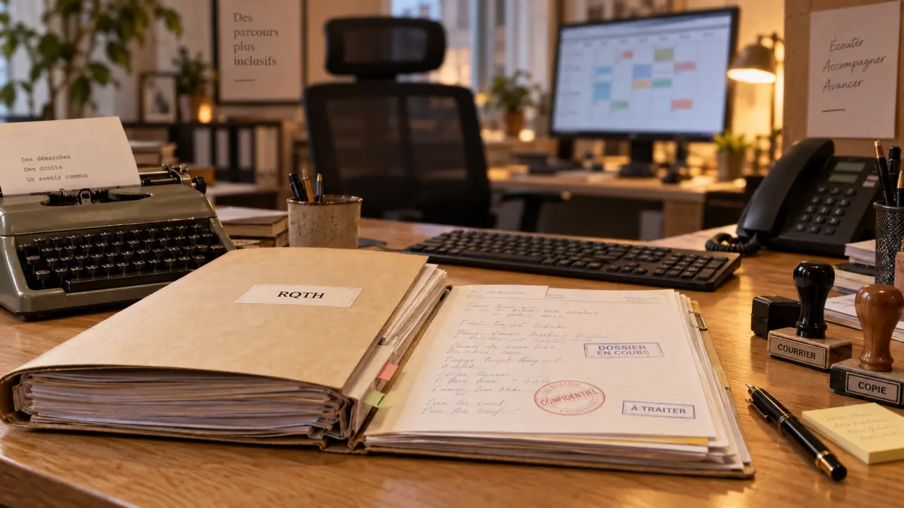 RQTH avantages : dossier RQTH sur bureau