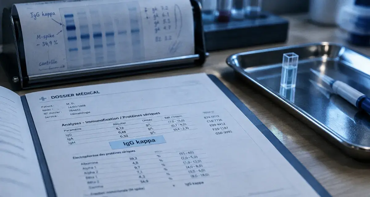 Immunoglobuline monoclonale de type IgG kappa sur analyses médicales
