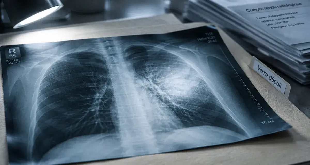 Verre dépoli poumon sur radiographie thoracique